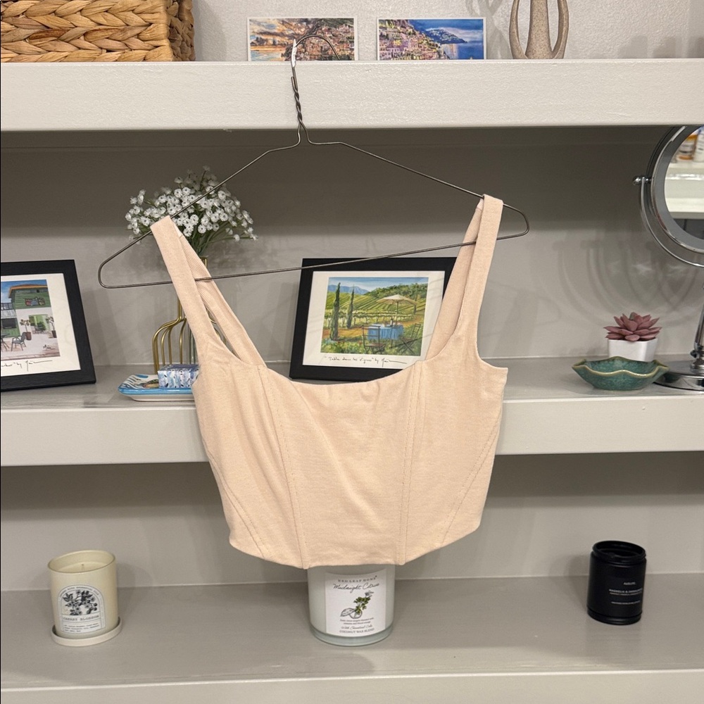Off white Beige Botany corset crop top